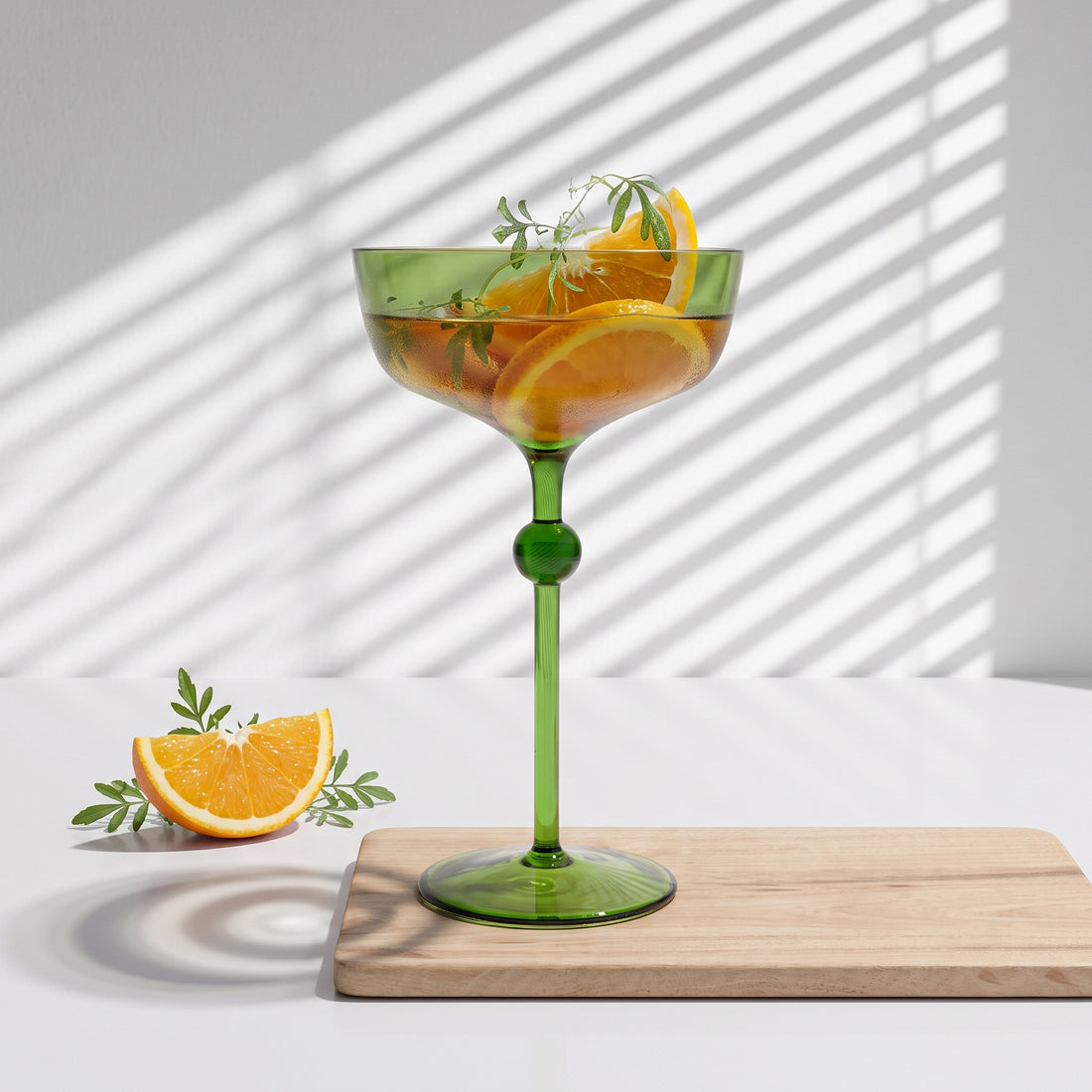 Bindu Green Coupe Glass (Set of 2)