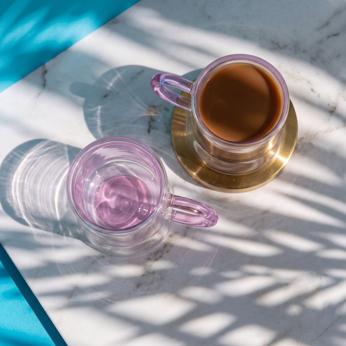 Mist Pink Doublewall Glass mug set of 2