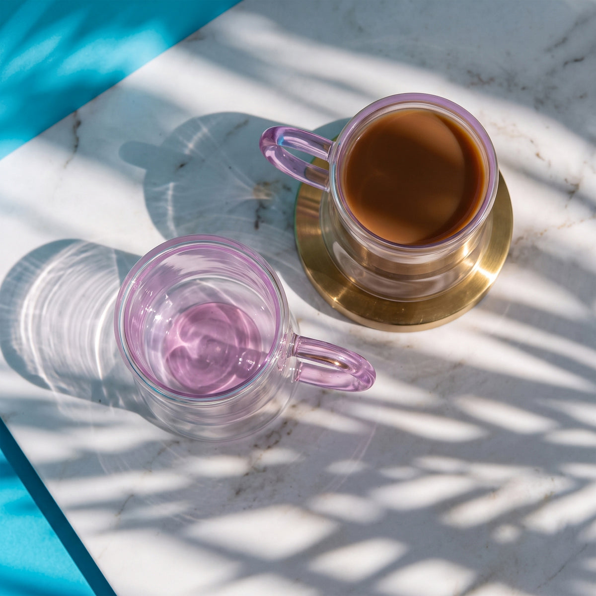Mist Pink Doublewall Glass mug set of 2