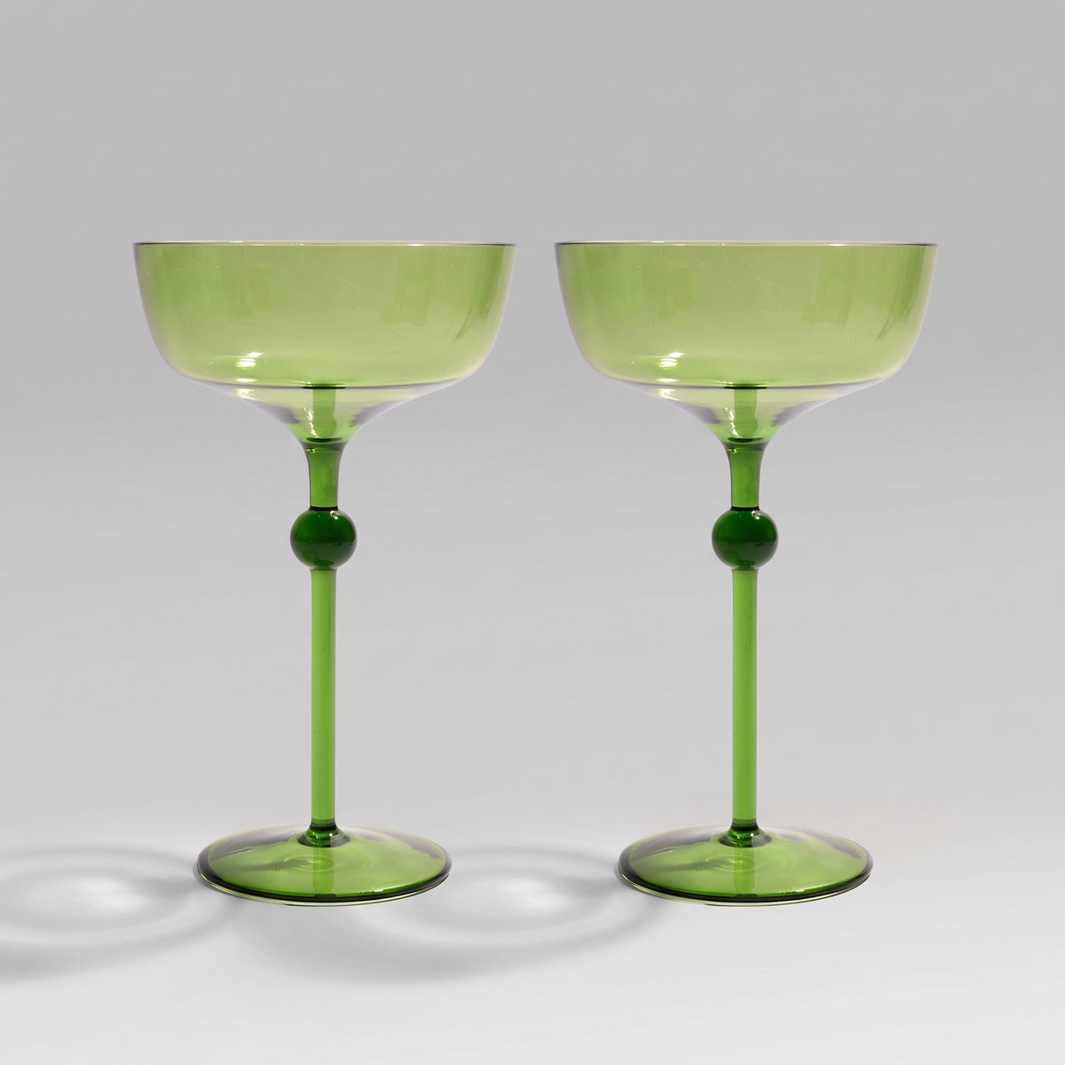 Bindu Green Coupe Glass (Set of 2)