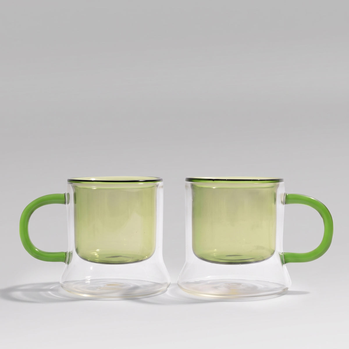 Mist Green Doublewall glass mug set of 2