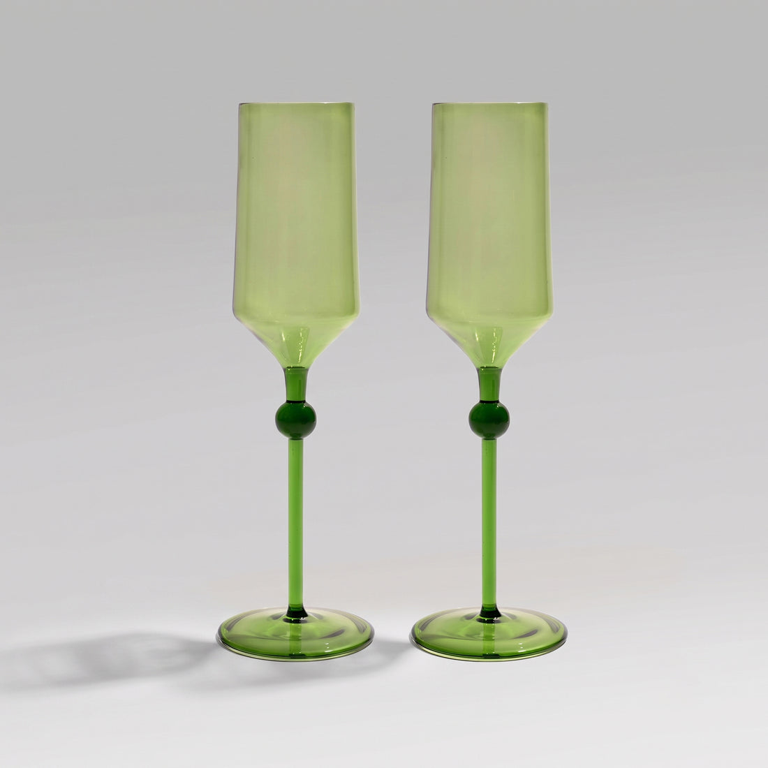 Bindu Green Flute Glass (Set of 2)
