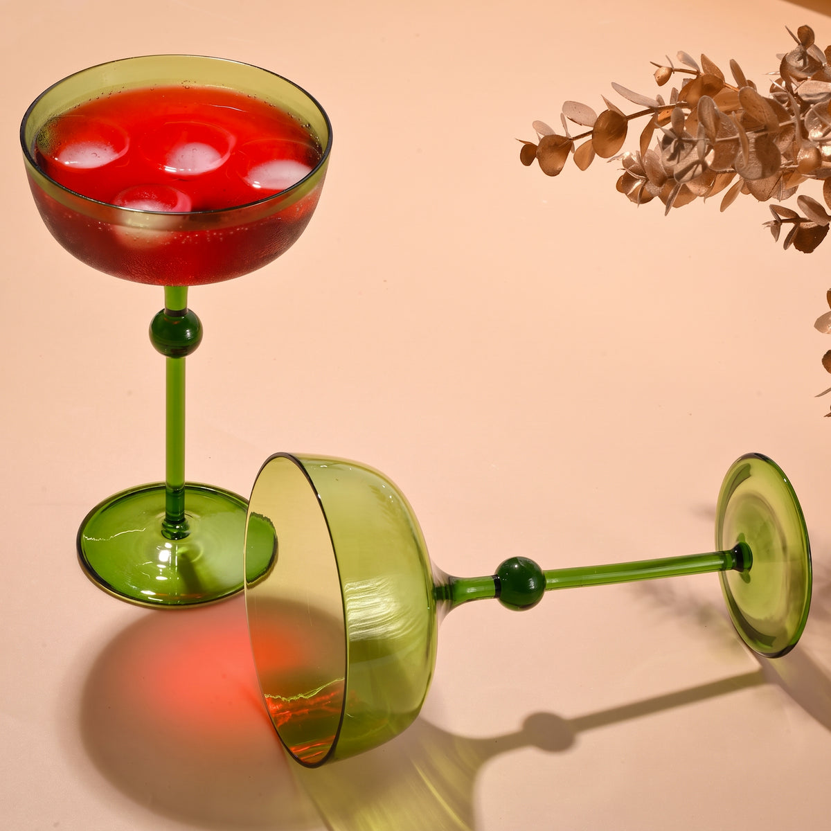 Bindu Green Coupe Glass (Set of 2)