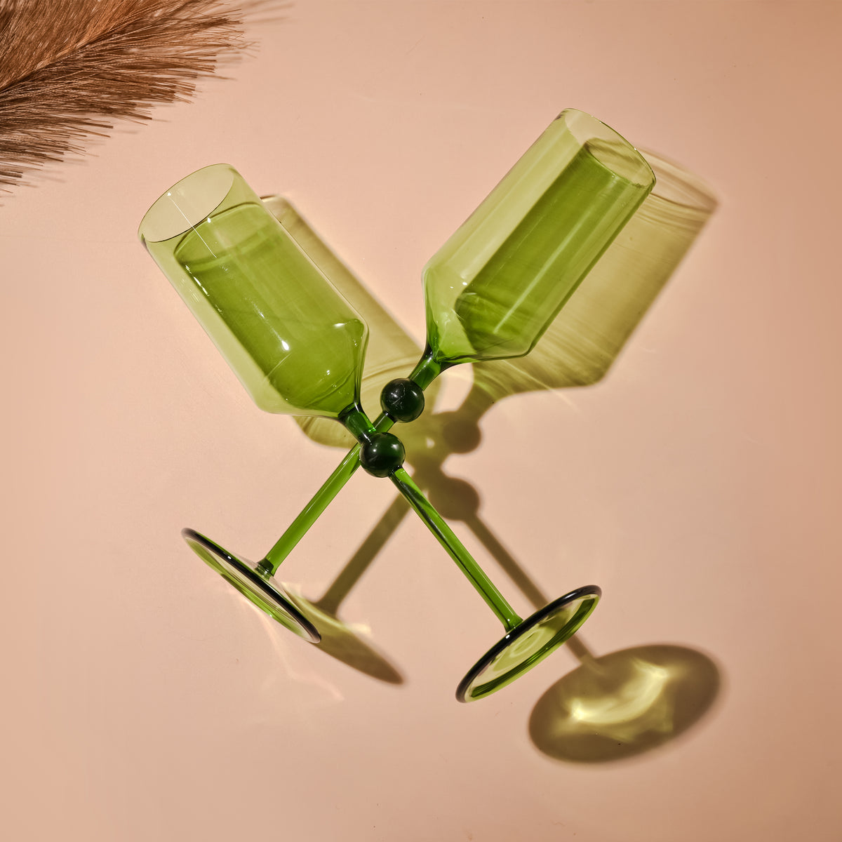 Bindu Green Flute Glass (Set of 2)