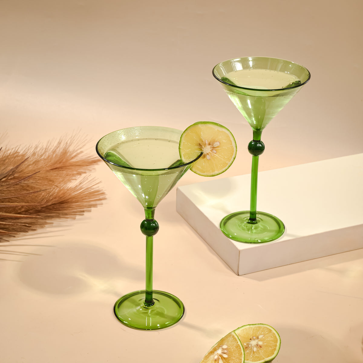Bindu Green Martini Glass (Set of 2)