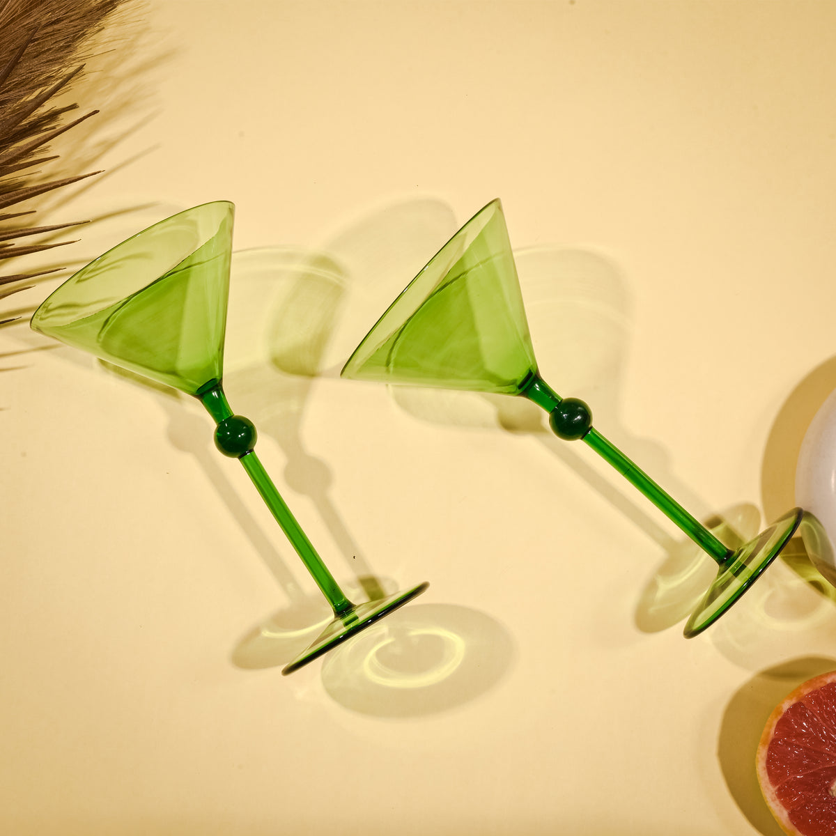 Bindu Green Martini Glass (Set of 2)