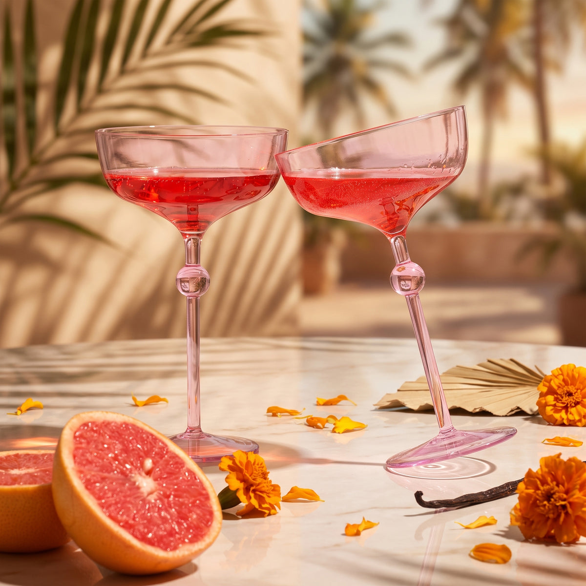 Bindu Pink Coupe Glass (Set of 2)